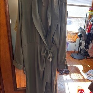 ASOS Curve Olive Green Long Sleeve Wrap Dress